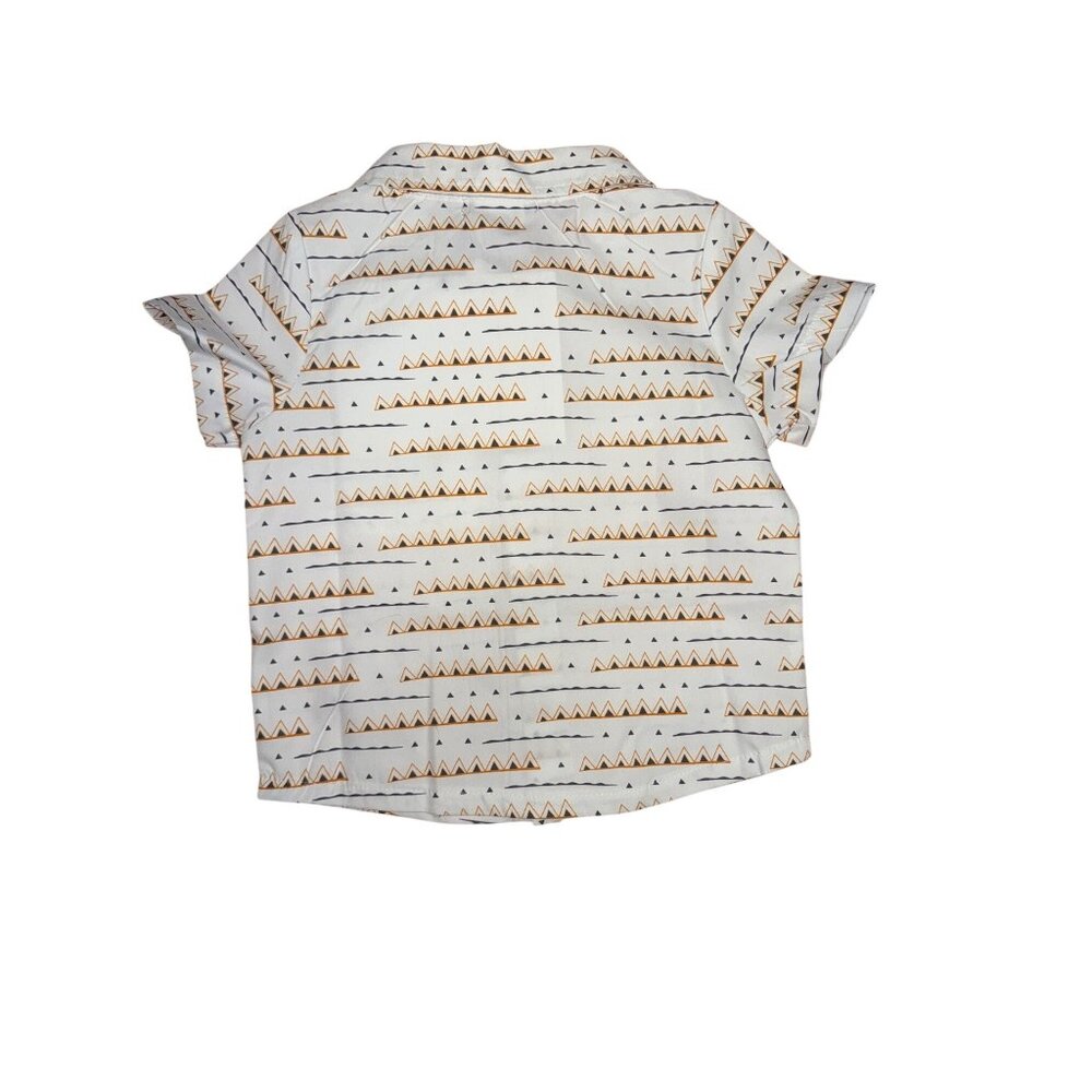 Boys Gold & Black Aztec Geometric Woven Button-Down Shirt 2T SparkleDots Polyest - Picture 4 of 5
